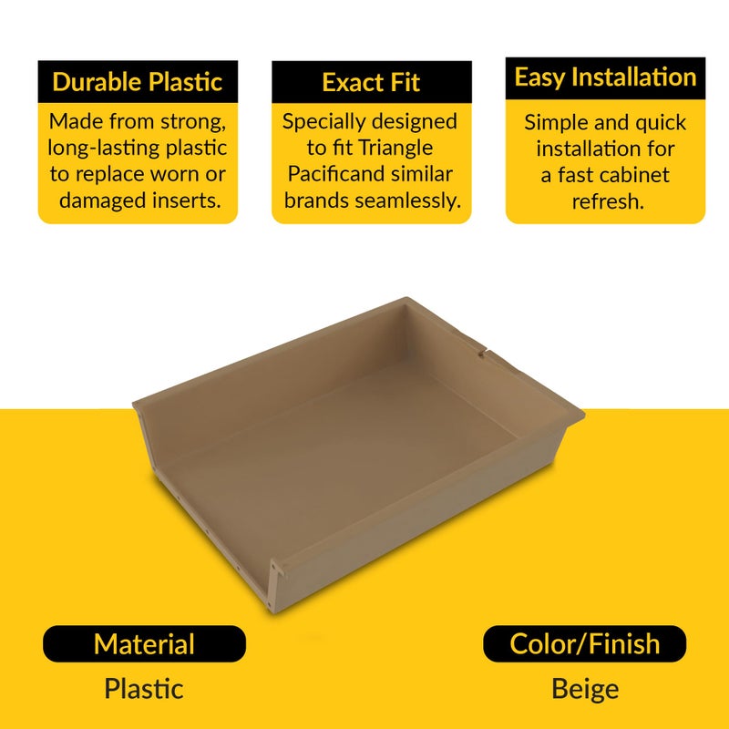 Strybuc Brixwell Cabinet Drawer Insert, Plastic Material, Beige Finish, 17-1/2" Width,18-1/2" Depth, 4" Height, Bracket Mount, Normal Closure, Interior Organizer Panel - Image 3
